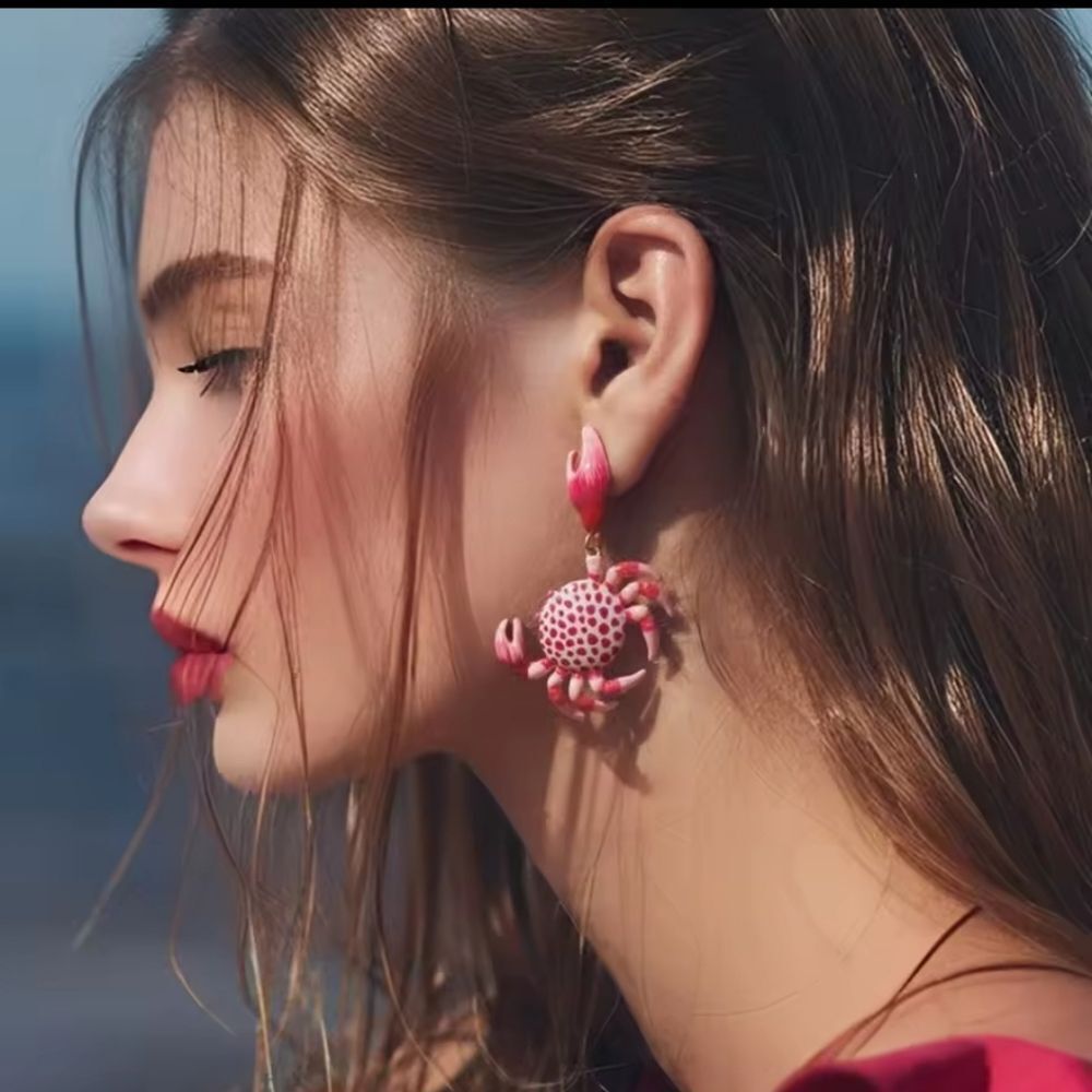 Pink & Red Crab Earrings summer Beach Vacation| ZARA NWOT